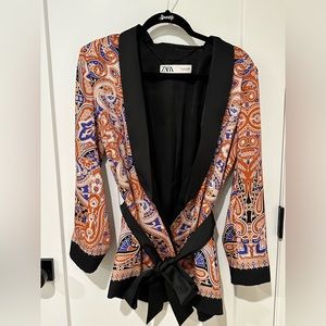ZARA- satin wrap paisley jacket. Large